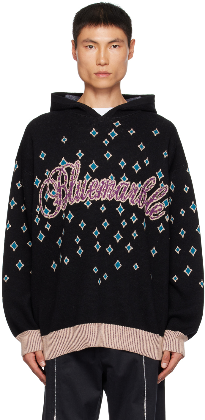 BLUEMARBLE: Black Rhinestoned Hoodie | SSENSE