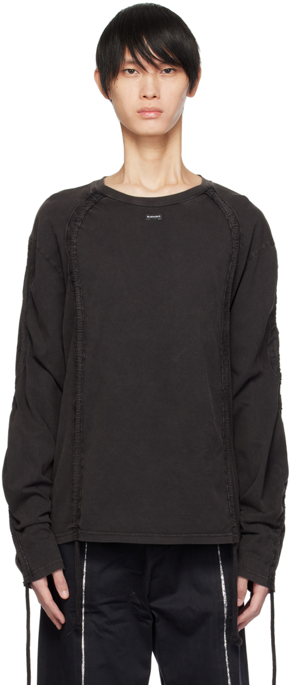 Black Drawstring Long Sleeve T-Shirt