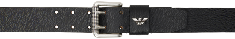 Emporio Armani Black Leather Belt In Black - Black