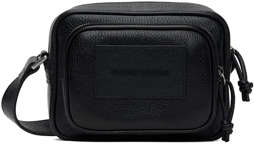 Emporio Armani Leather Crossbody Bag In Black