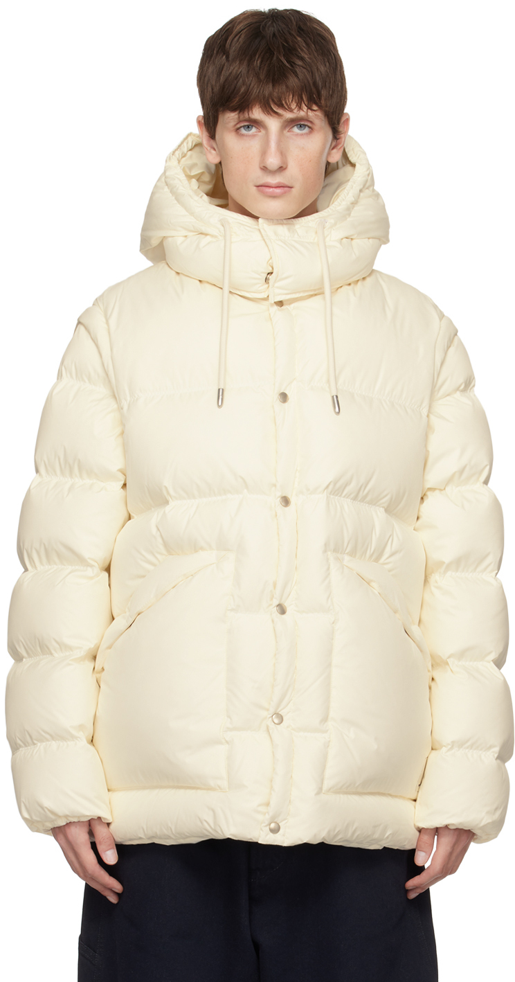 Shop Emporio Armani Off-white Quilted Down Jacket In Cream