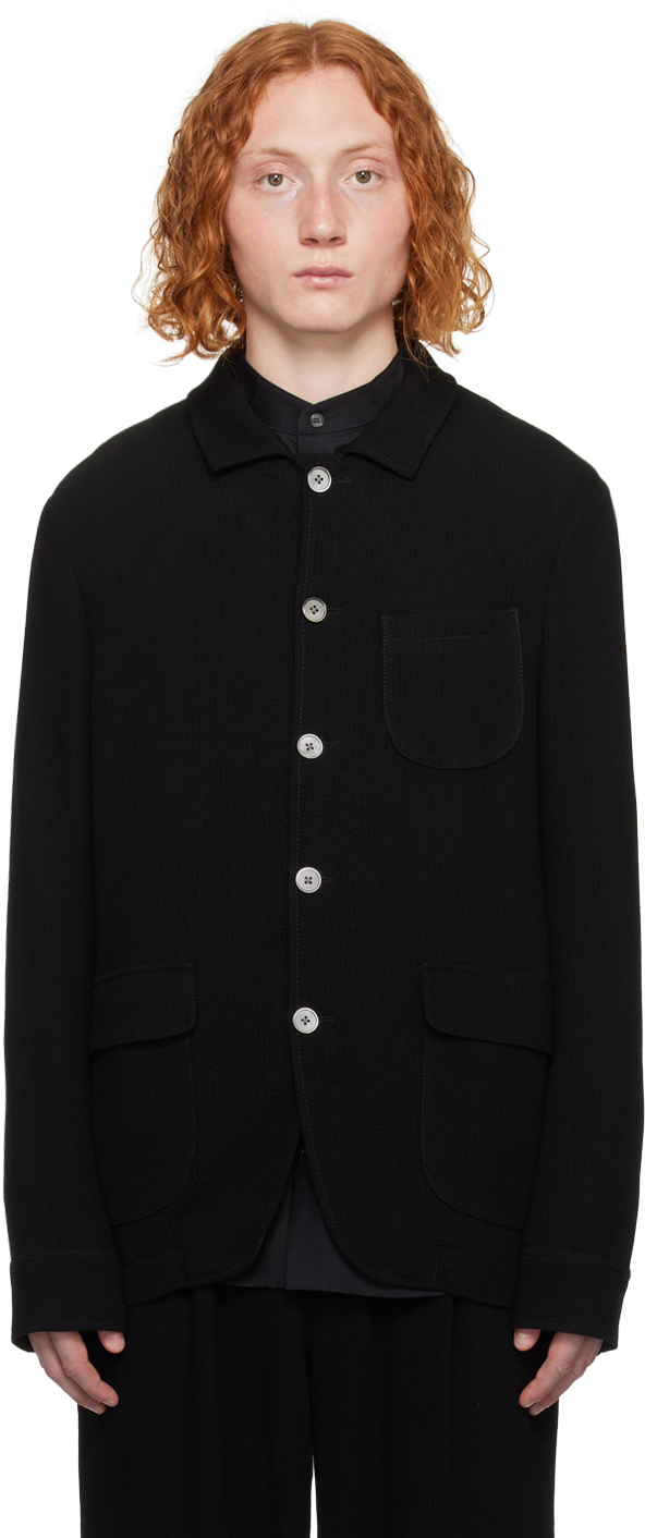 Black Patch Pocket Blazer by Emporio Armani on Sale