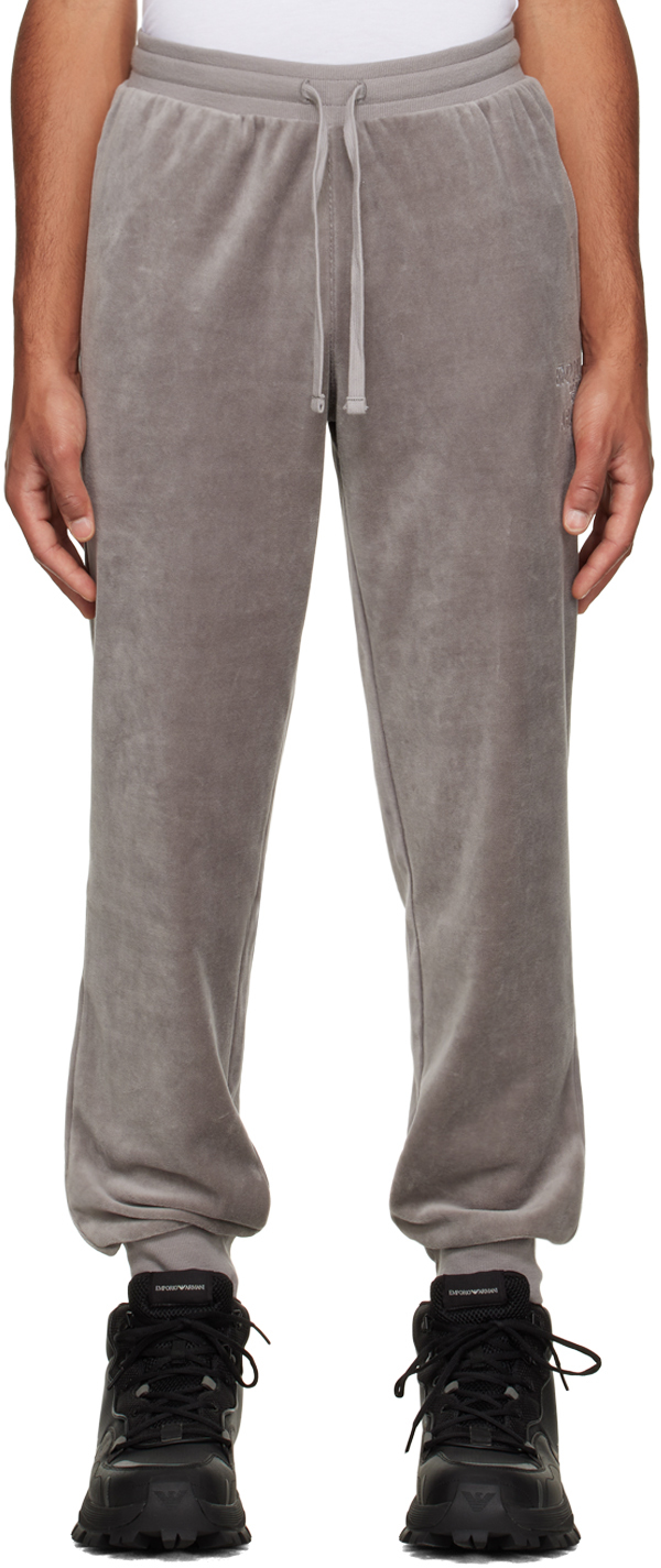 Emporio Armani: Gray Embroidered Sweatpants | SSENSE