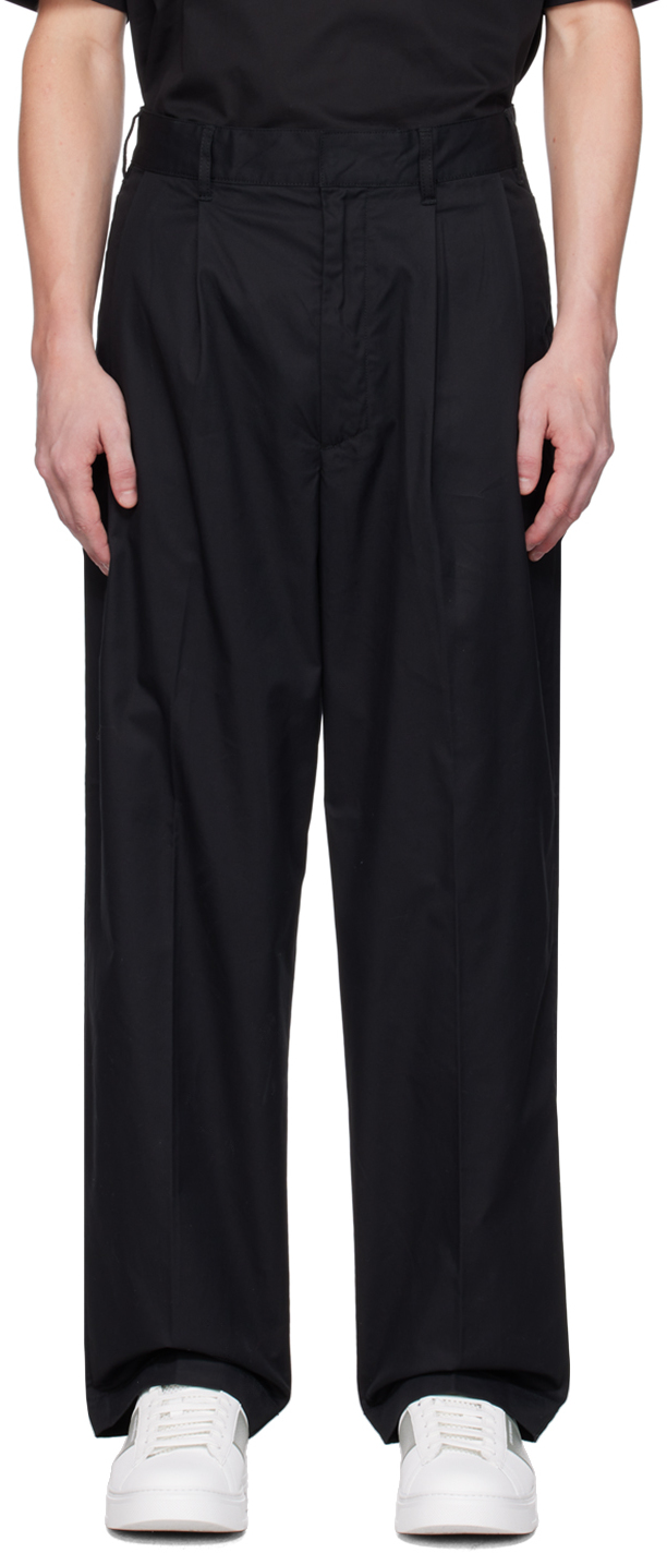 Black Pleated Trousers by Emporio Armani on Sale