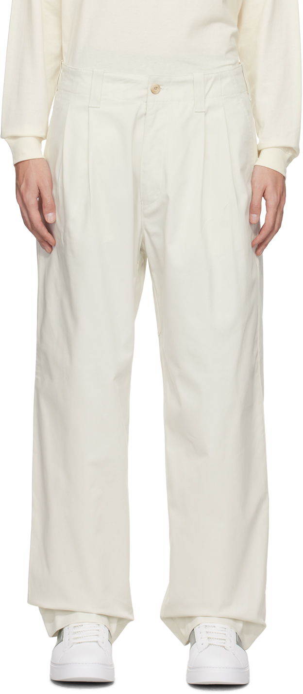 Emporio Armani Off-white Pleated Trousers In Cream