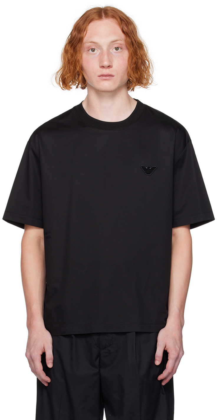 Emporio Armani Black Patch T-shirt In Nero