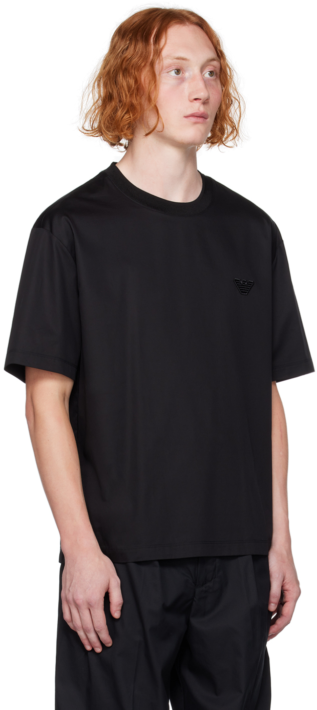 Emporio Armani Black Patch T-shirt In Nero