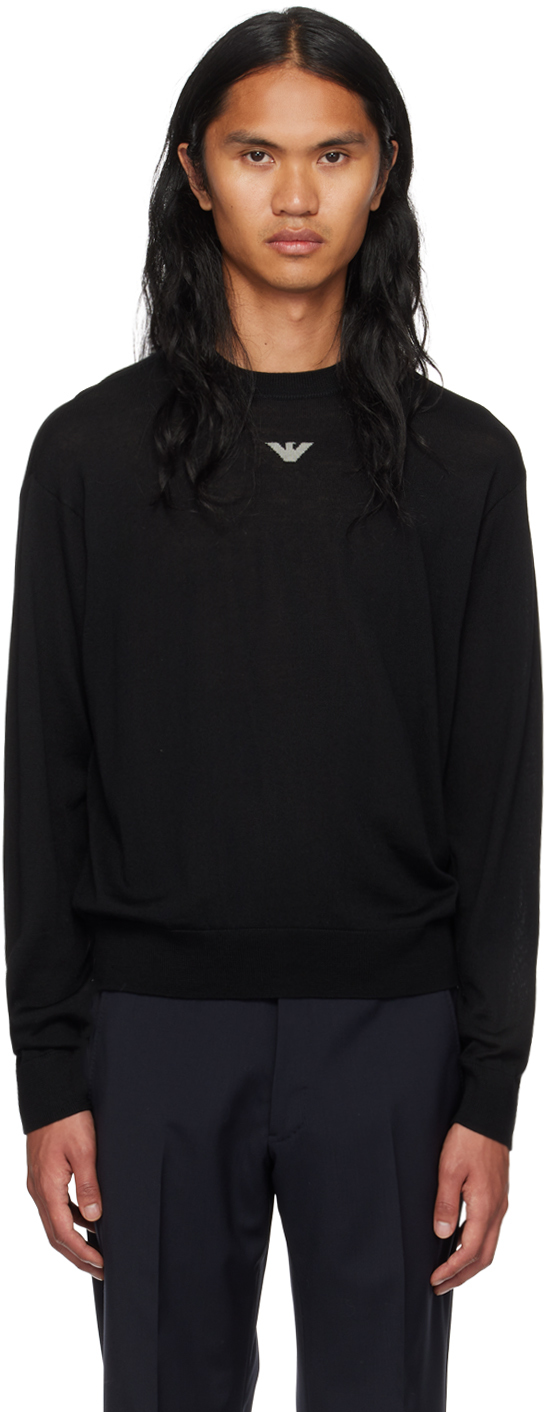 Emporio Armani Black Intarsia Sweater