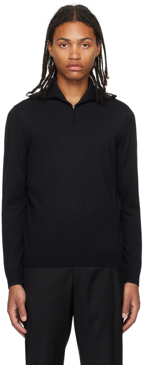 Shop Emporio Armani Navy Half-zip Sweater