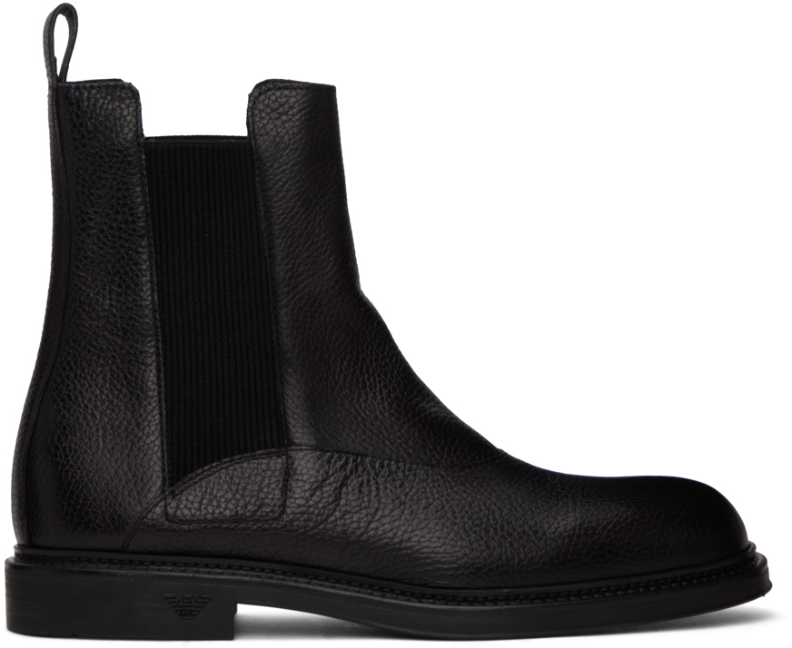 Emporio Armani: Black Paneled Chelsea Boots | SSENSE