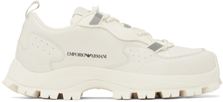 Emporio Armani White Chunky Sneakers In Off Wht+off Wht