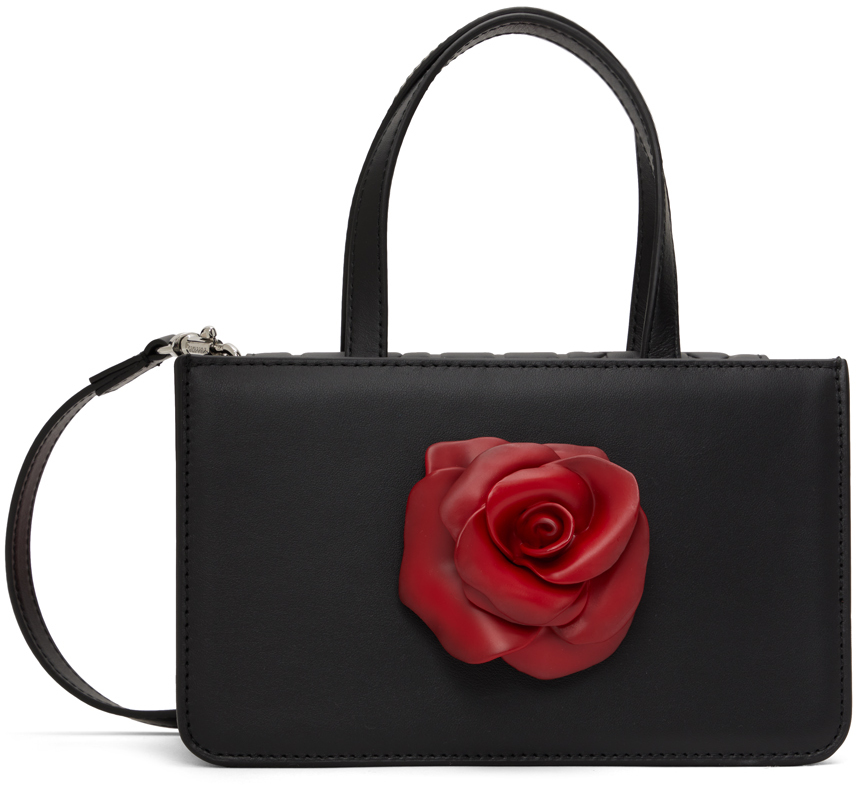 Puppets And Puppets Black Small Rose Bag In Black/red