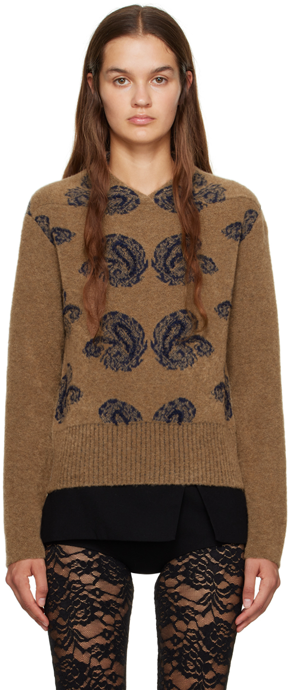 Brown & Navy Jacquard Sweater