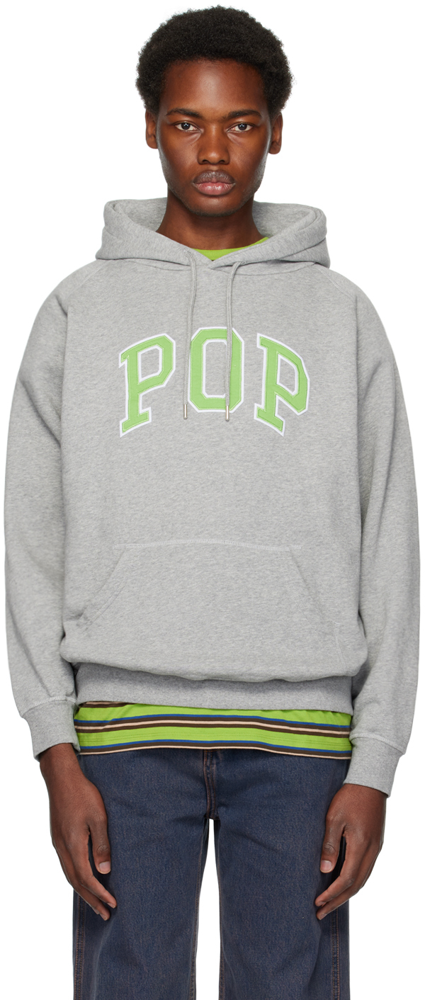 Pop Trading Company Gray Arch Hoodie In Light Grey Heather