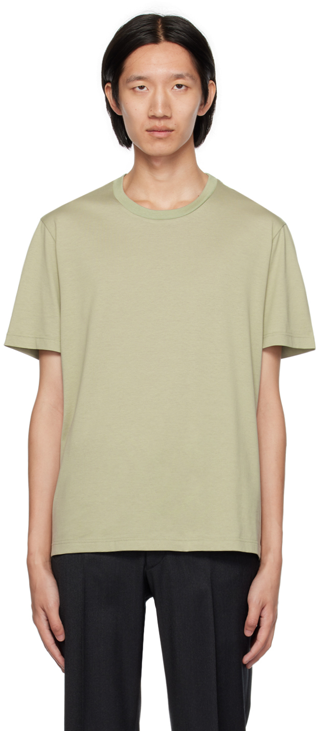 Brioni Green Embroidered T-shirt In 3300 Olive