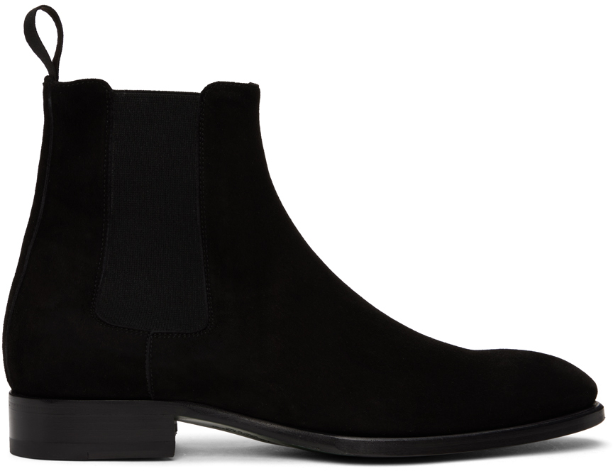 Brioni Black Leather Chelsea Boots In 1000 Black