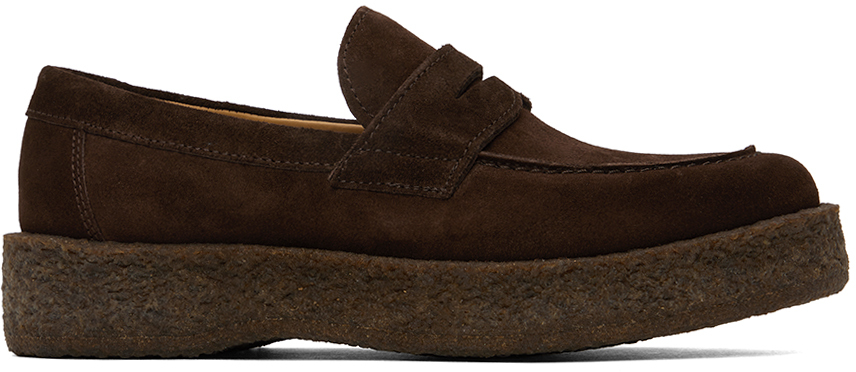 Shop Vinny's Brown Strap Loafers In Chocolatebrown Suede