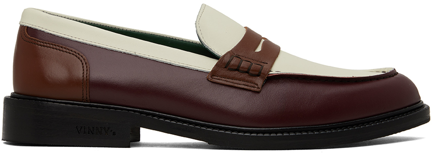 VINNY'S WHITE & BURGUNDY TOWNEE LOAFERS