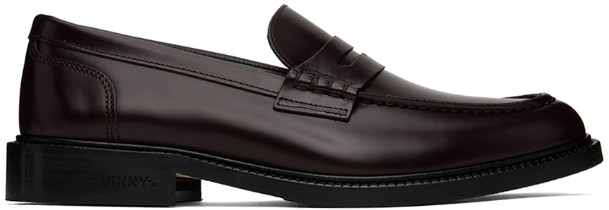 Shop Vinny's Brown Townee Loafers In Brown Polido Leather
