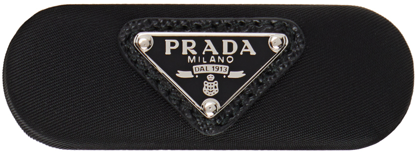 Prada Logo-plaque Hair Clip In Black