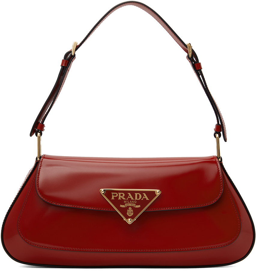 Prada Dark Red Vitello Daino Leather Tote Bag - Yoogi's Closet