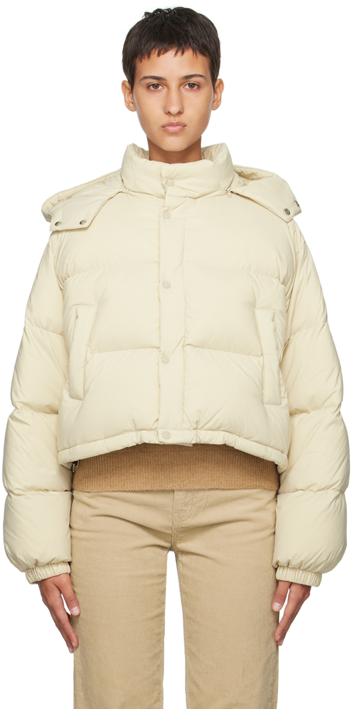 Dunst Off-white Cropped Down Jacket In Ecru