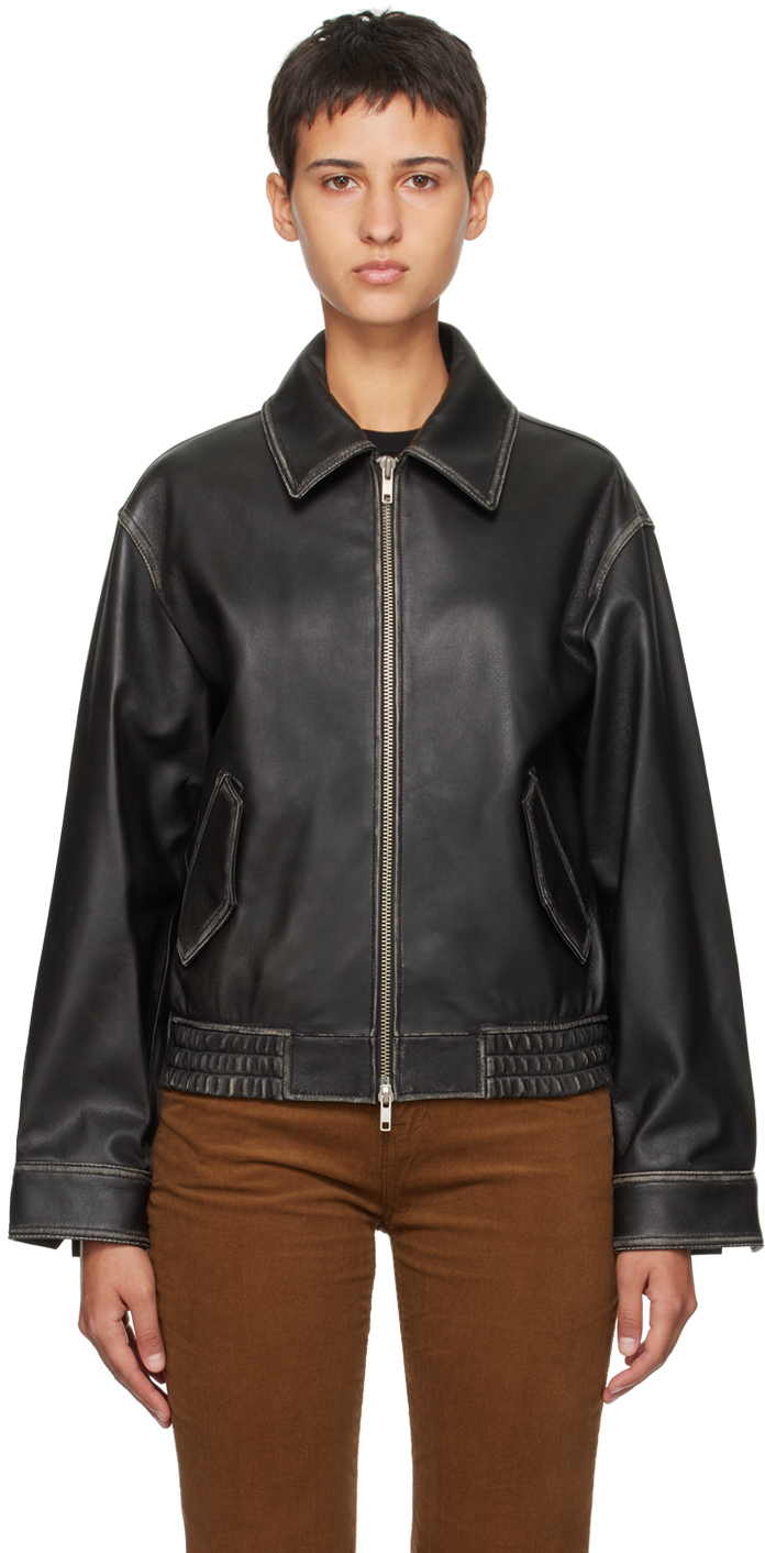 Black Brushed Leather Jacket