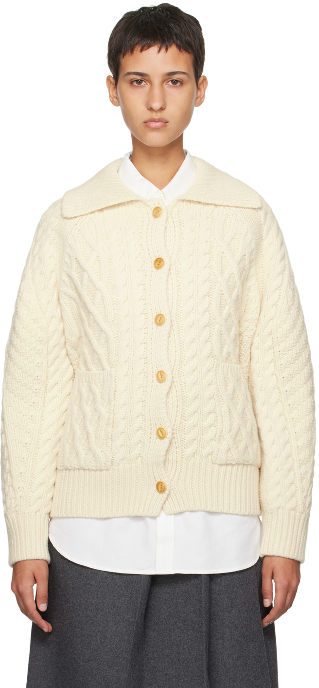 Dunst Off-white Buttoned Cardigan In Soft Cream