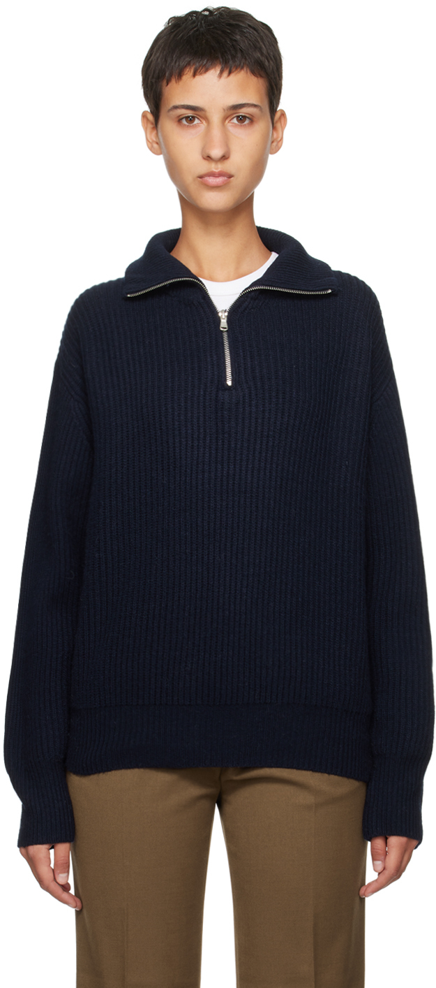 Dunst Navy Half-zip Sweater In French Navy