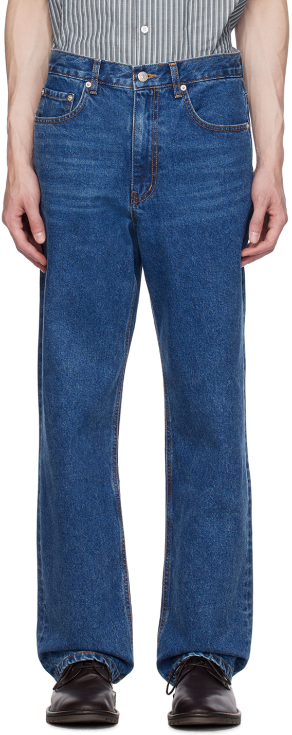 Dunst Blue Low-rise Jeans In Mid Blue