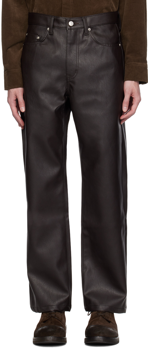 Dunst Brown Straight-leg Faux-leather Trousers
