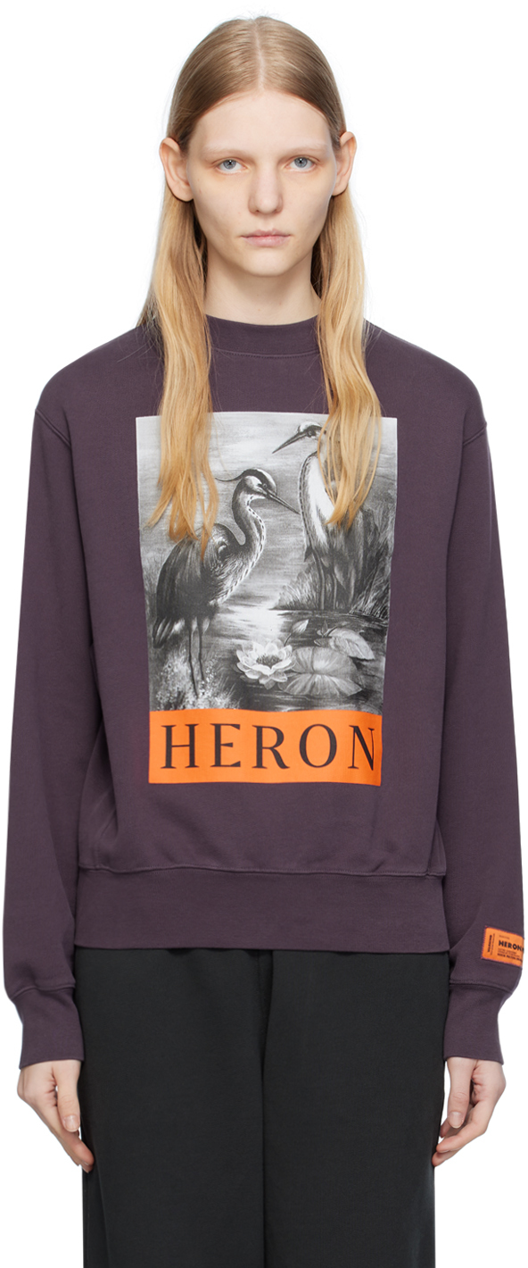 Shop Heron Preston Purple Graphic Sweatshirt In Purple Black