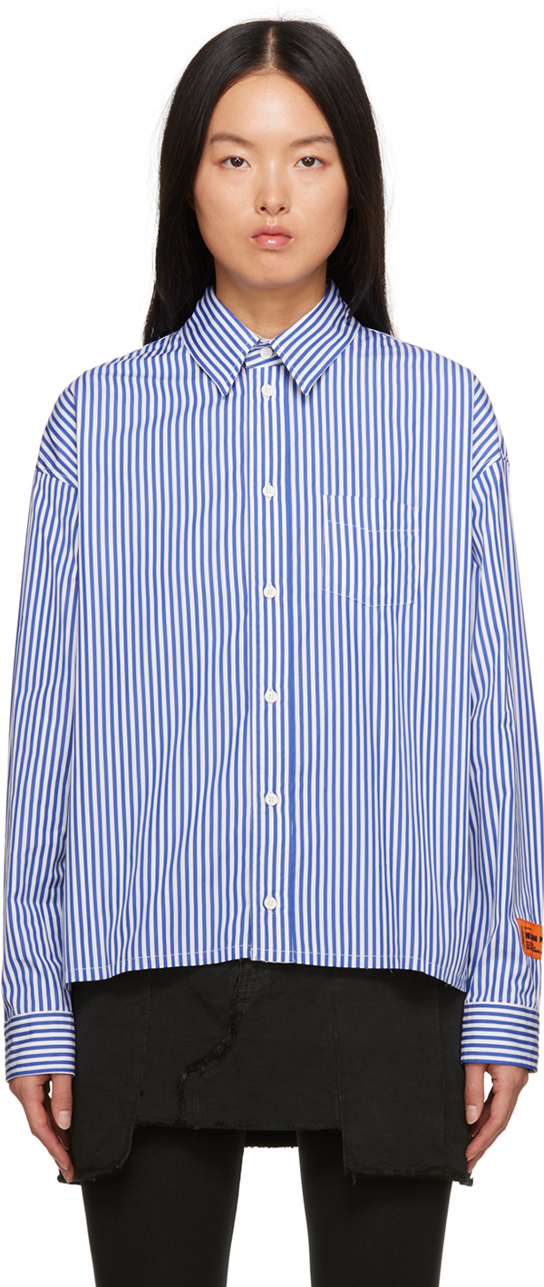 Shop Heron Preston Blue Striped Shirt In Blue Fuchsia