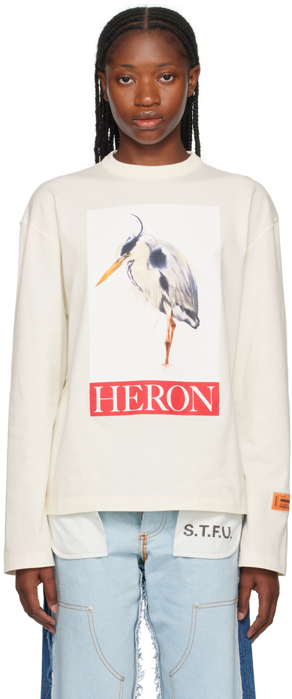 Off-White Heron Bird Painted Long Sleeve T-Shirt