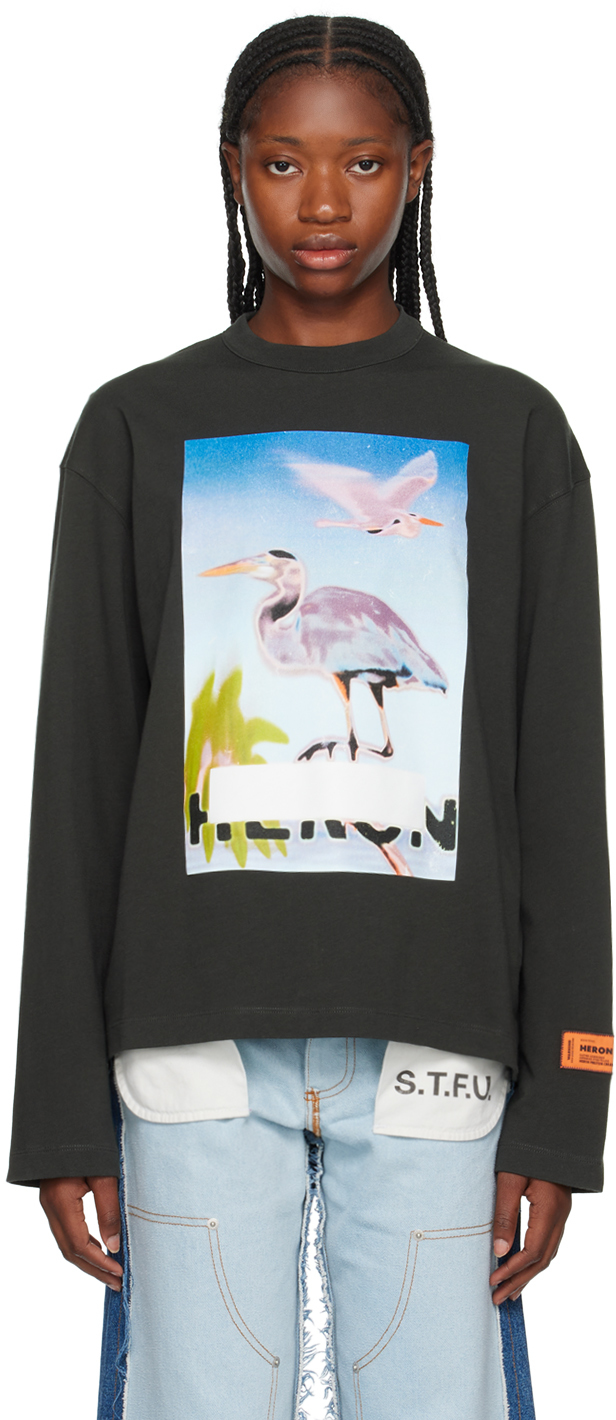 Heron Preston Censored Heron Crewneck スウェット Heron Censored Crewneck - Grey/Yellow – Feature