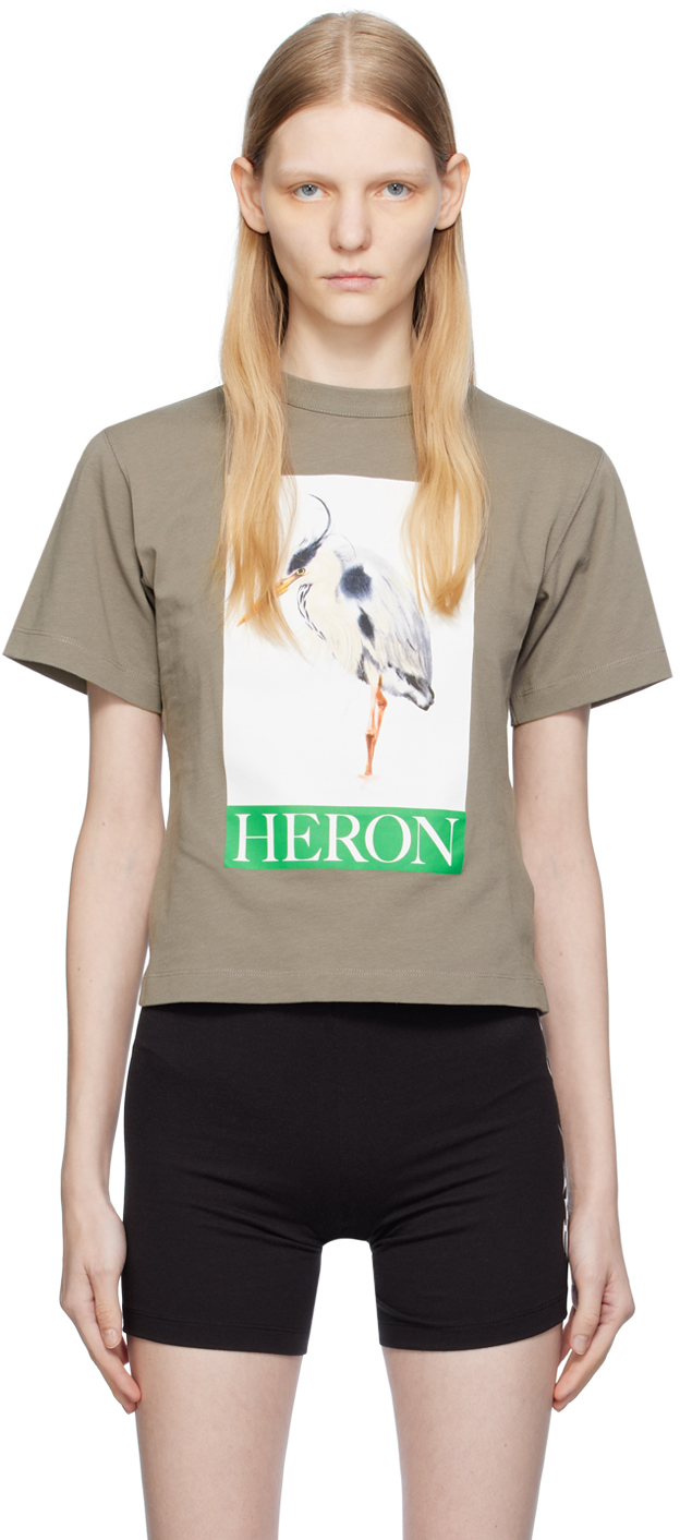 Heron Preston Grey Graphic T-shirt In Grey Green