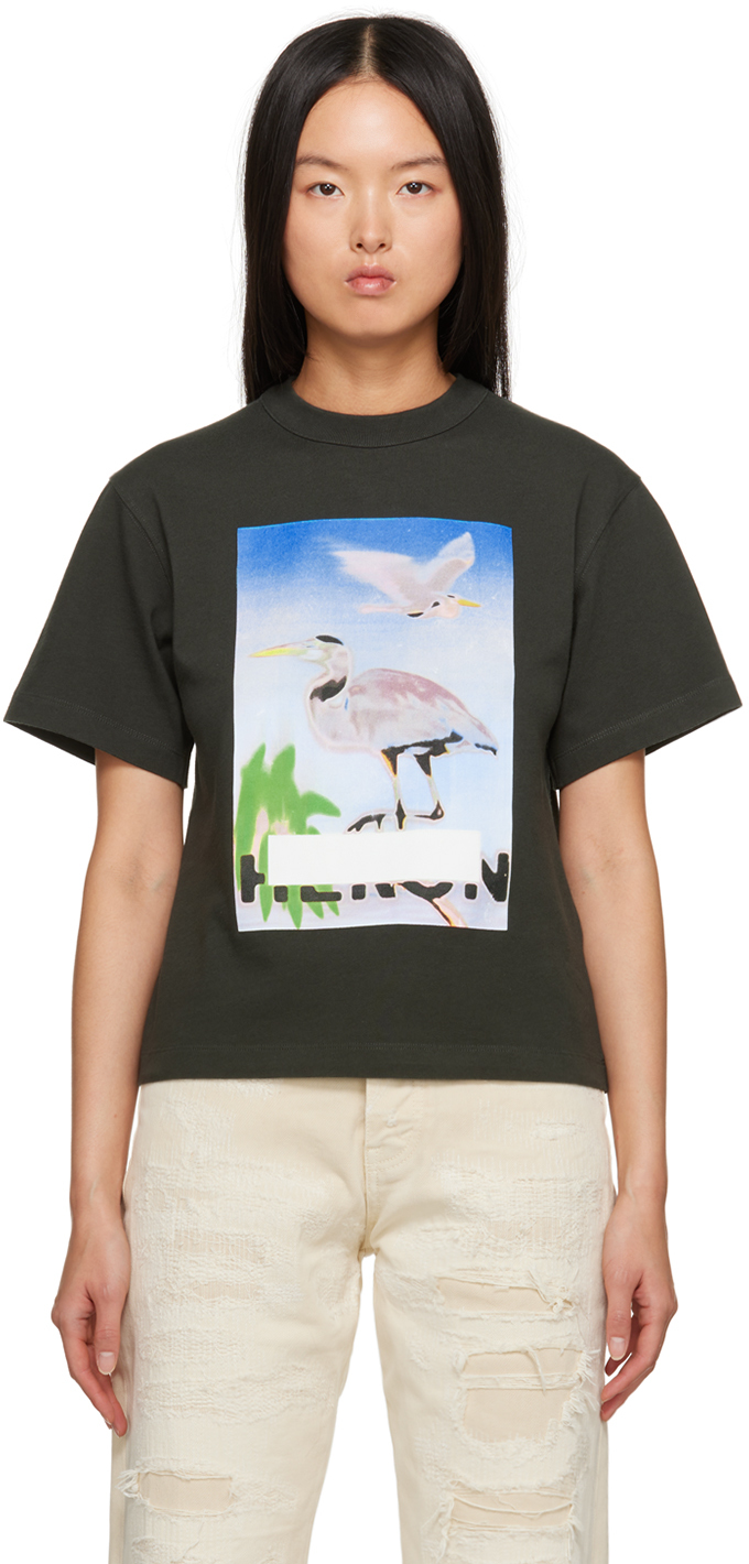 Heron Preston Black Censored Heron T-shirt In Black Purple