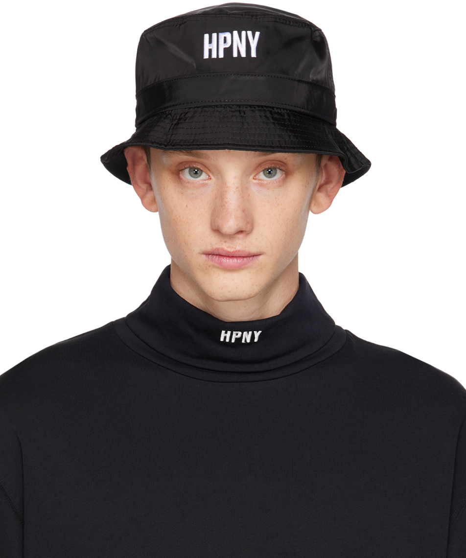 Heron Preston Black 'hpny' Bucket Hat In Black White