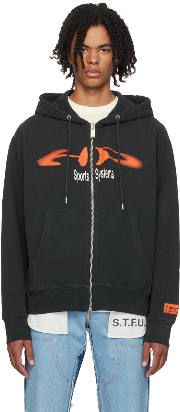 Black Sports System Hoodie by Heron Preston on Sale