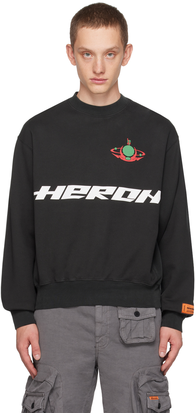 Shop Heron Preston Khaki Burn Sweatshirt In Black Lt Green