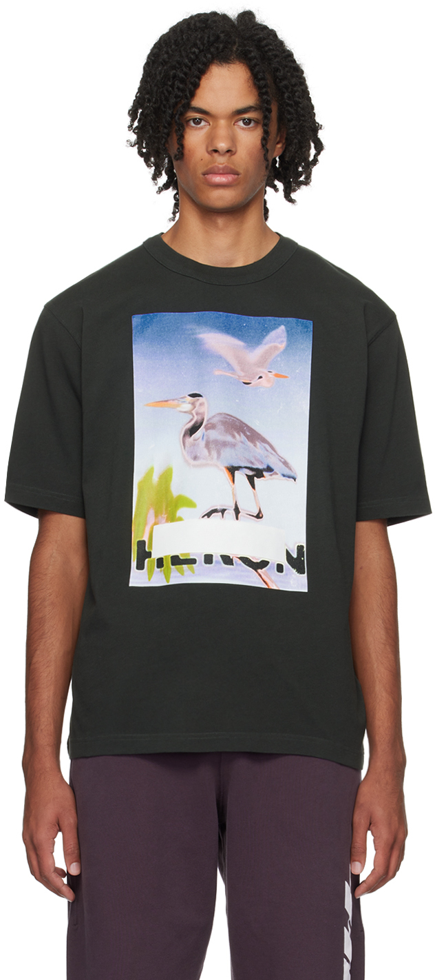 Shop Heron Preston Black Censored Heron T-shirt In Black Purple