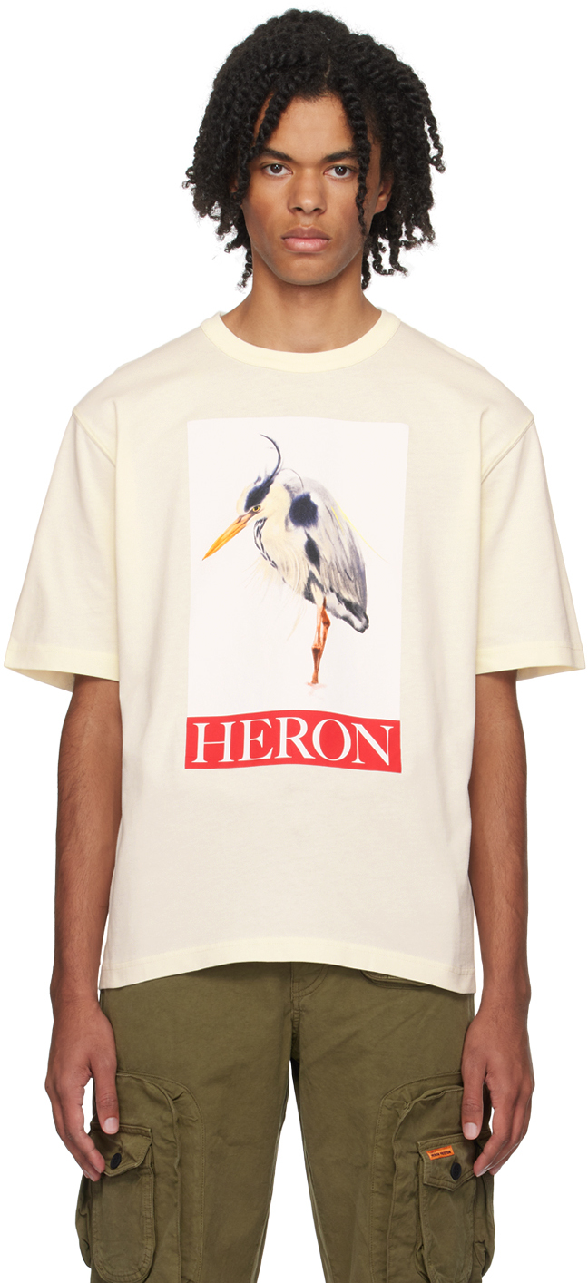 Shop Heron Preston Off-white Heron Bird Painted T-shirt In Ivory Red