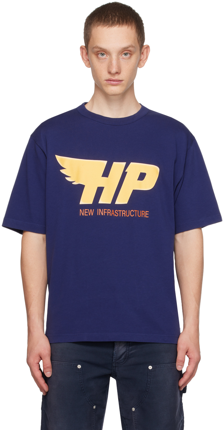 Heron Preston Indigo Fly T-shirt In Navy Blue Yellow