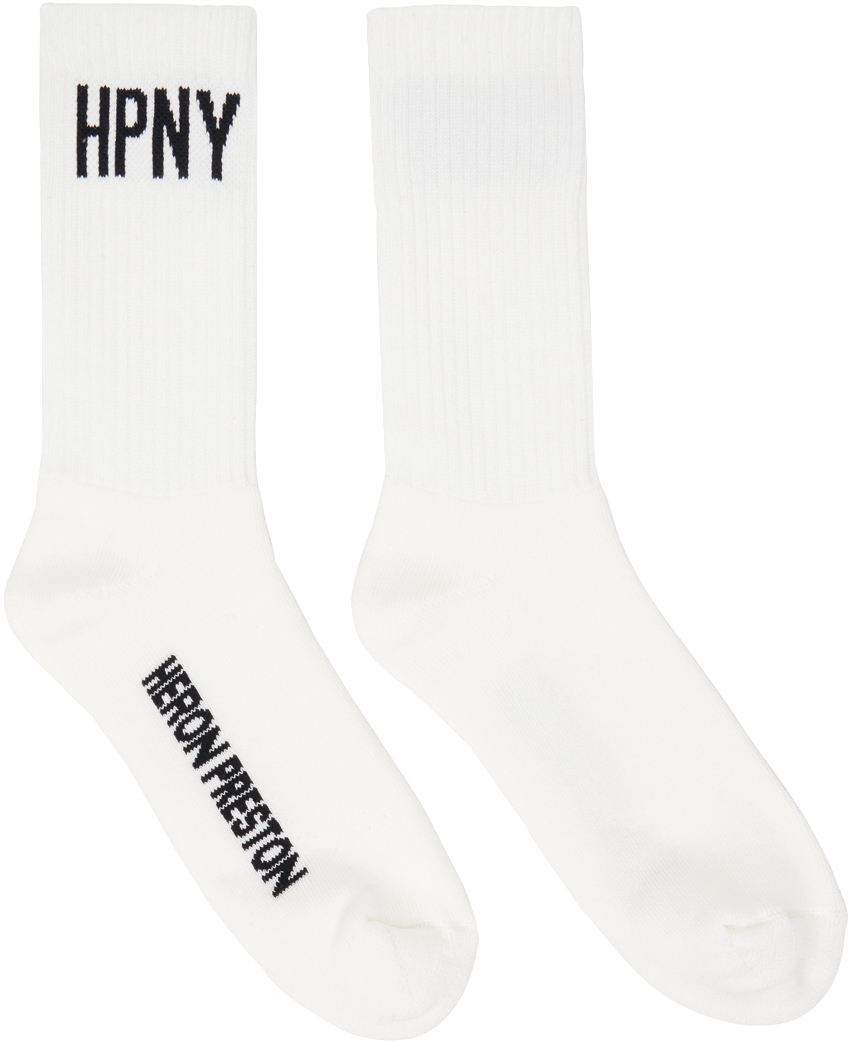 Heron Preston White 'HPNY' Socks