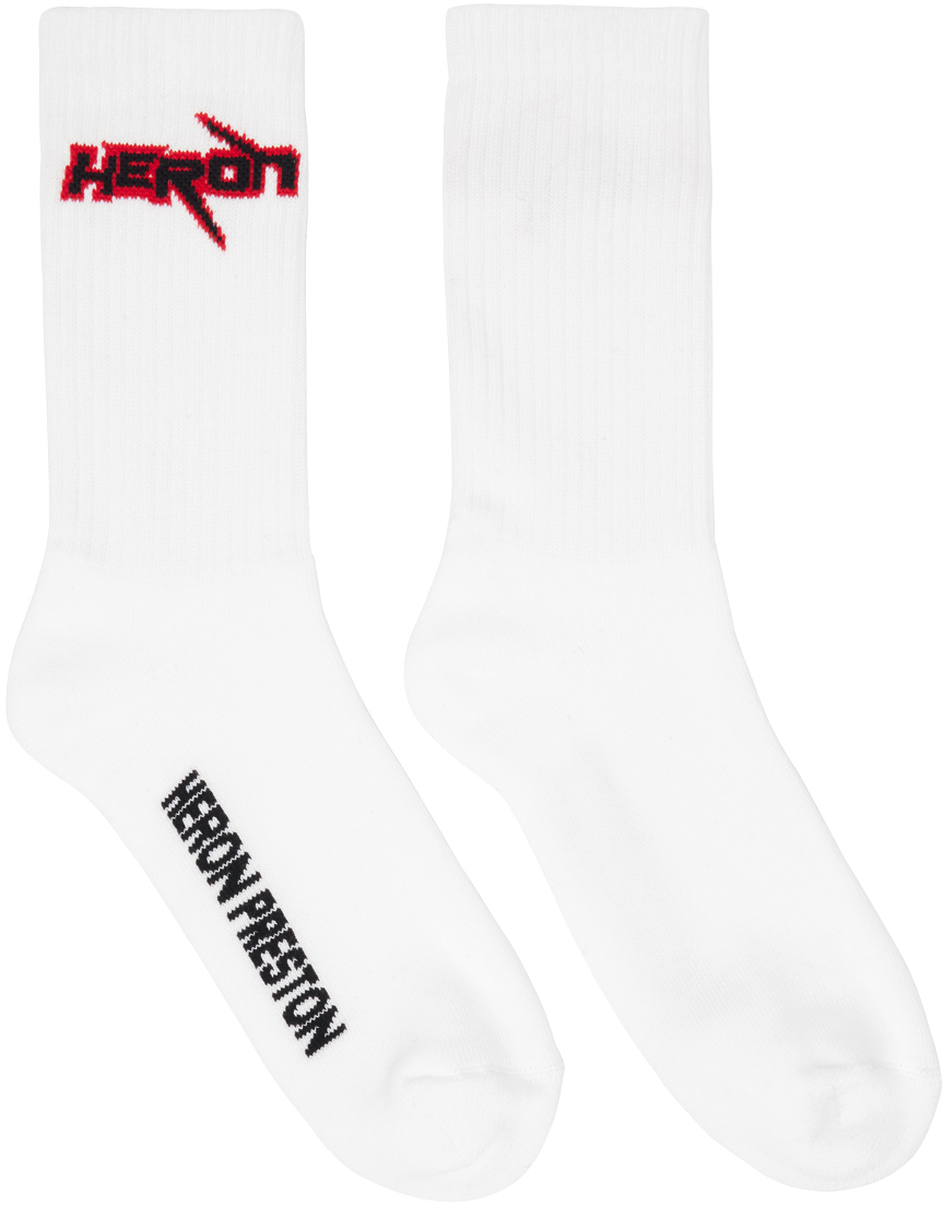 White Race Heron Socks