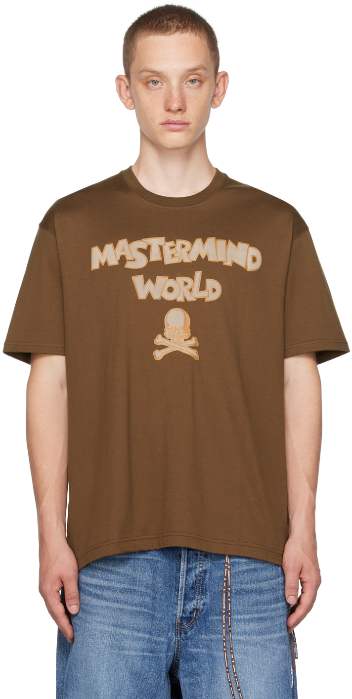 mastermind WORLD Brown Bonded T-Shirt
