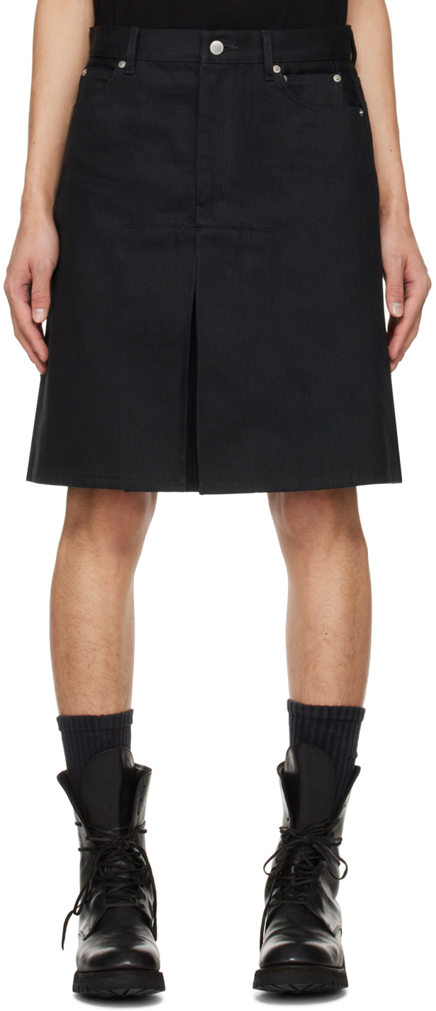 Black Six-Pocket Denim Skirt