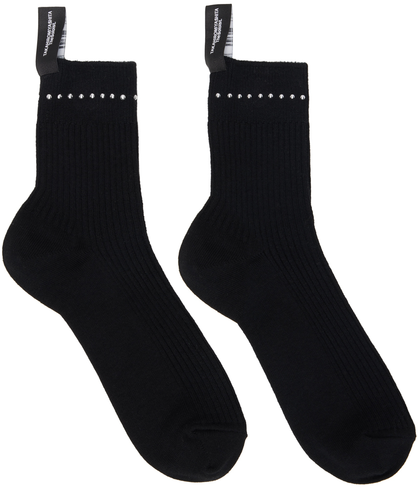 Black Stud Trim Low Socks