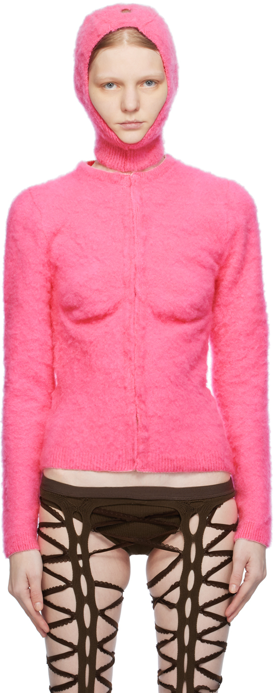 Sinéad O’dwyer Cut-out Brushed Cardigan In Pink