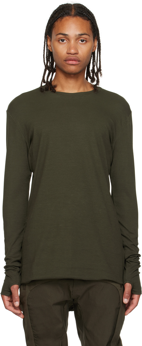Thom Krom Khaki M Ts 755 Long Sleeve T-shirt In 152-hunt Green